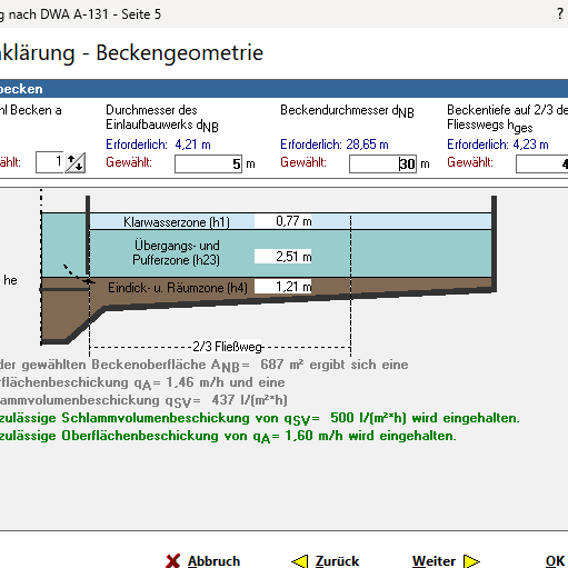 Bemessung der Nachklärung